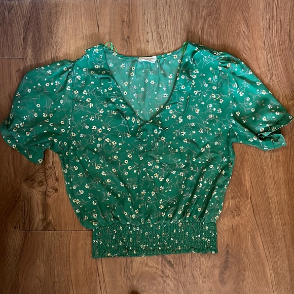 Sienna Sky green patterned Ruffle collar top - Picture 1 of 3